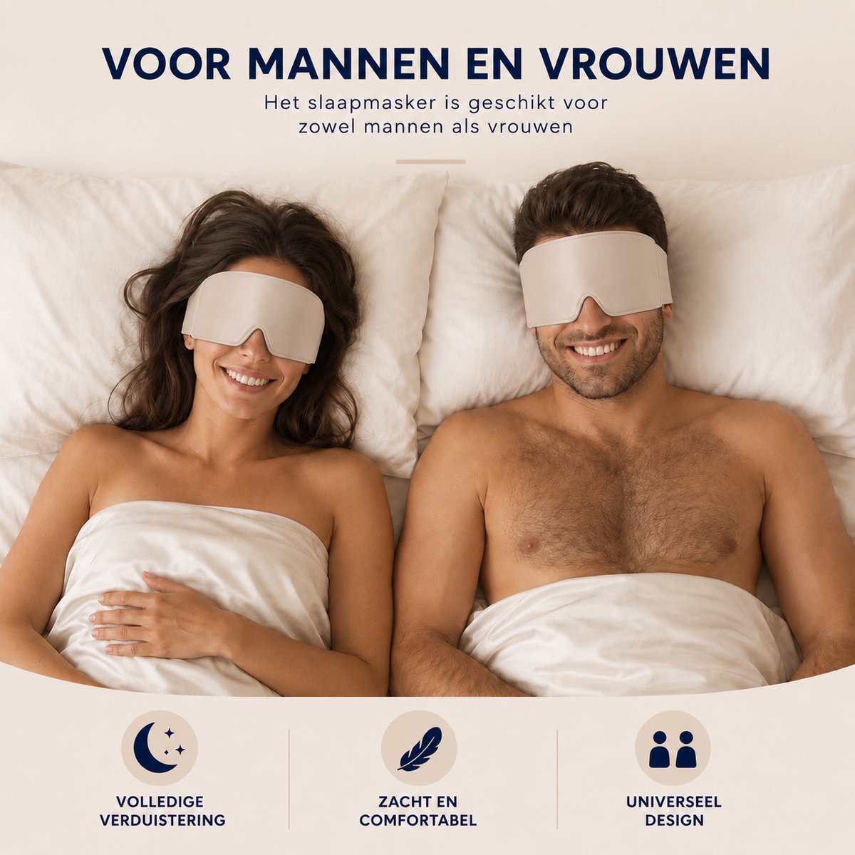 MySleepFit - Premium Zijden Slaapmasker - Silk Sleep Mask - 100% Verduisterend Oogmasker - Beige - Champagne - 22 momme 6A Grade Moerbei Zijde - Mulberry Silk — afbeelding 4