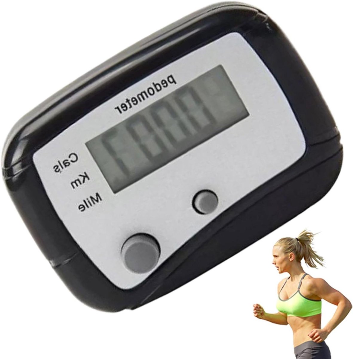 Stappenteller Clip - Calorieënteller - Activiteit Volgen - LCD Digitaal Display - ca. 47 x 35 cm - Zwart