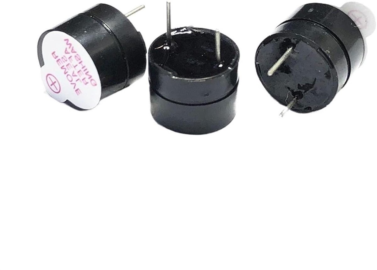 Actieve Piezo Brommer - Mini Buzzer Alarm - Elektronica Projecten - Continu Pieptoon - 12 mm Diameter - Zwart