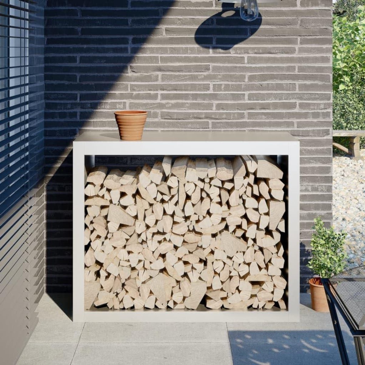 Houtrek Buiten - Brandhout Opslag - Open Haard Gebruik - Duurzame Stalen Constructie - 100 x 40 x 80 cm