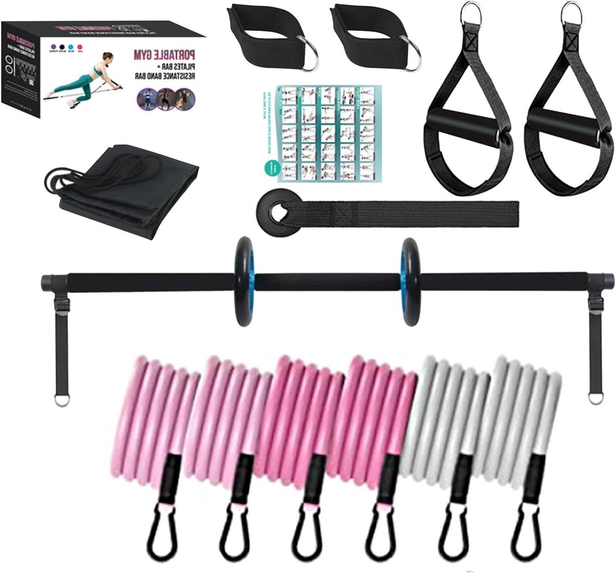 Pilates Sculpt Bar - Fitness Bar - Full Body Workout - Afneembare Ab-rollers - 120 cm - Niet gespecificeerd