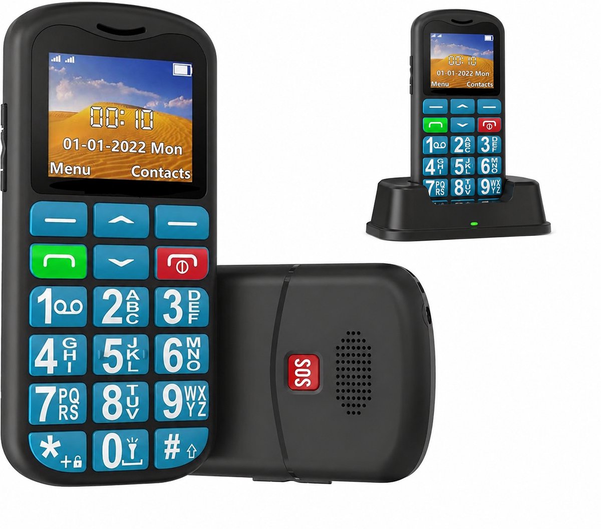 Yarvu - Easy Pro - 4G Senioren Mobiel + Extra Accu Geleverd + Oplaadstation - Grote Toetsen - Big Button Mobiele Telefoon - Ouderen