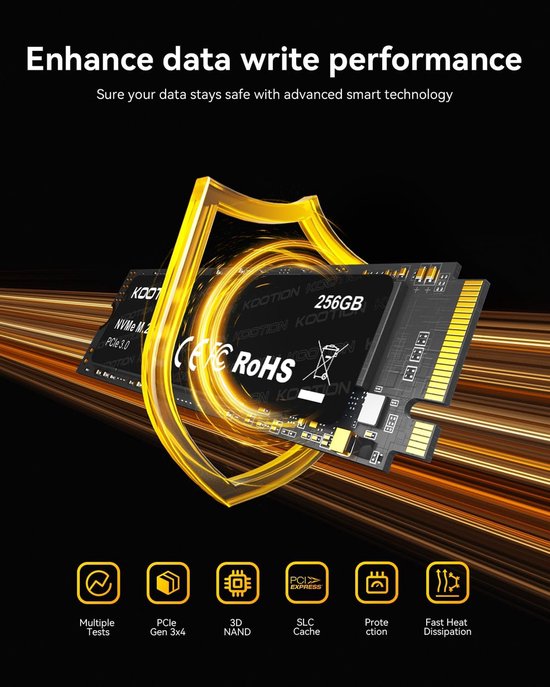 Interne SSD - Harde schijf NVMe schijf - Snellere computer - PCIe 3.0 Gen3x4 - 256GB - Zwart — afbeelding 5