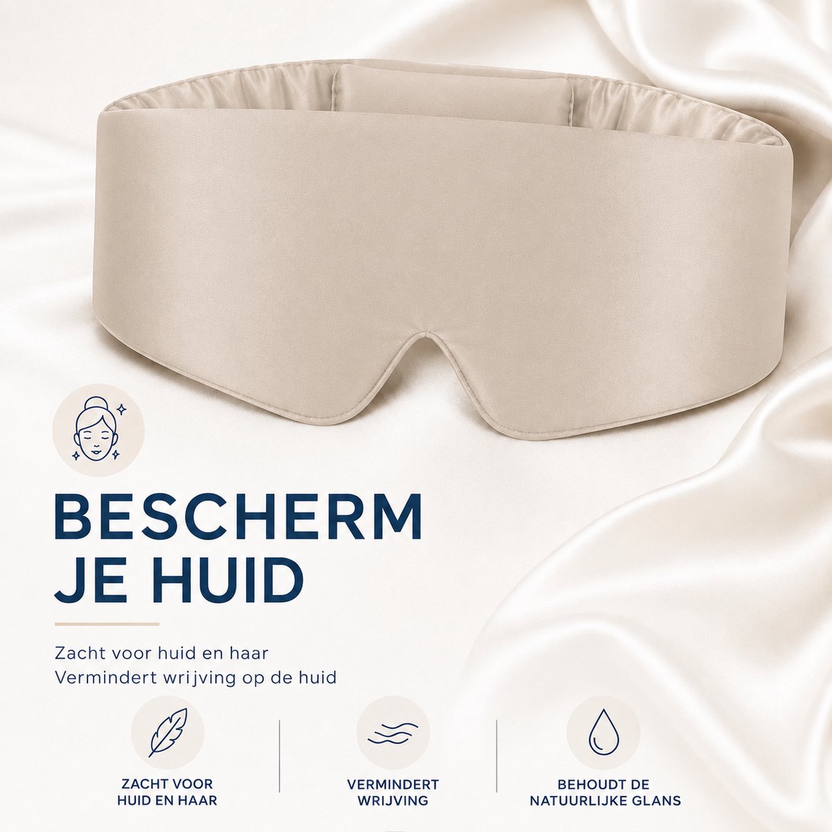 MySleepFit - Premium Zijden Slaapmasker - Silk Sleep Mask - 100% Verduisterend Oogmasker - Beige - Champagne - 22 momme 6A Grade Moerbei Zijde - Mulberry Silk — afbeelding 3