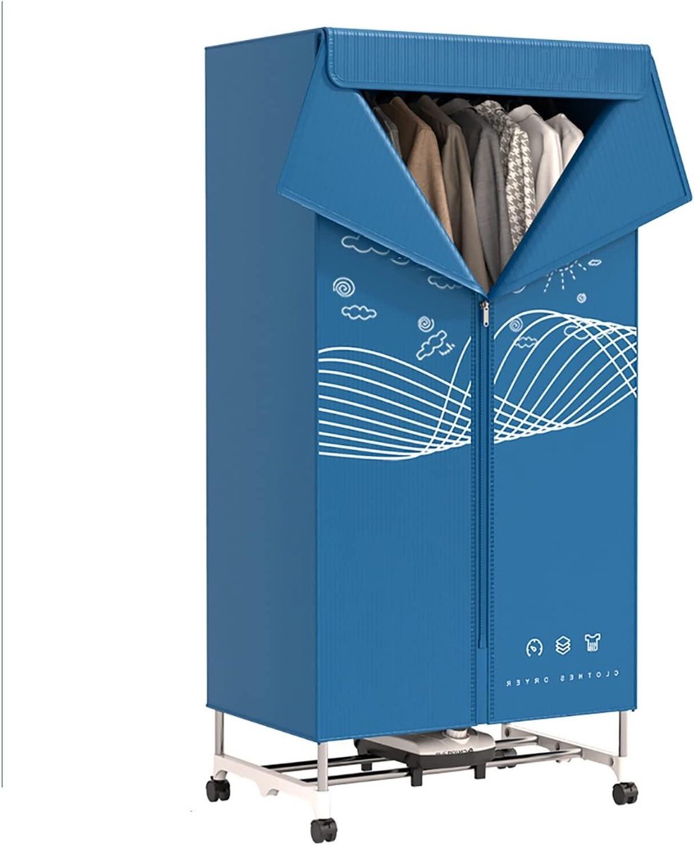 Draagbare Kledingdroger Mini Droogkast Snel Kleding Drogen Dubbele Laag Structuur 72x45x150cm Blauw