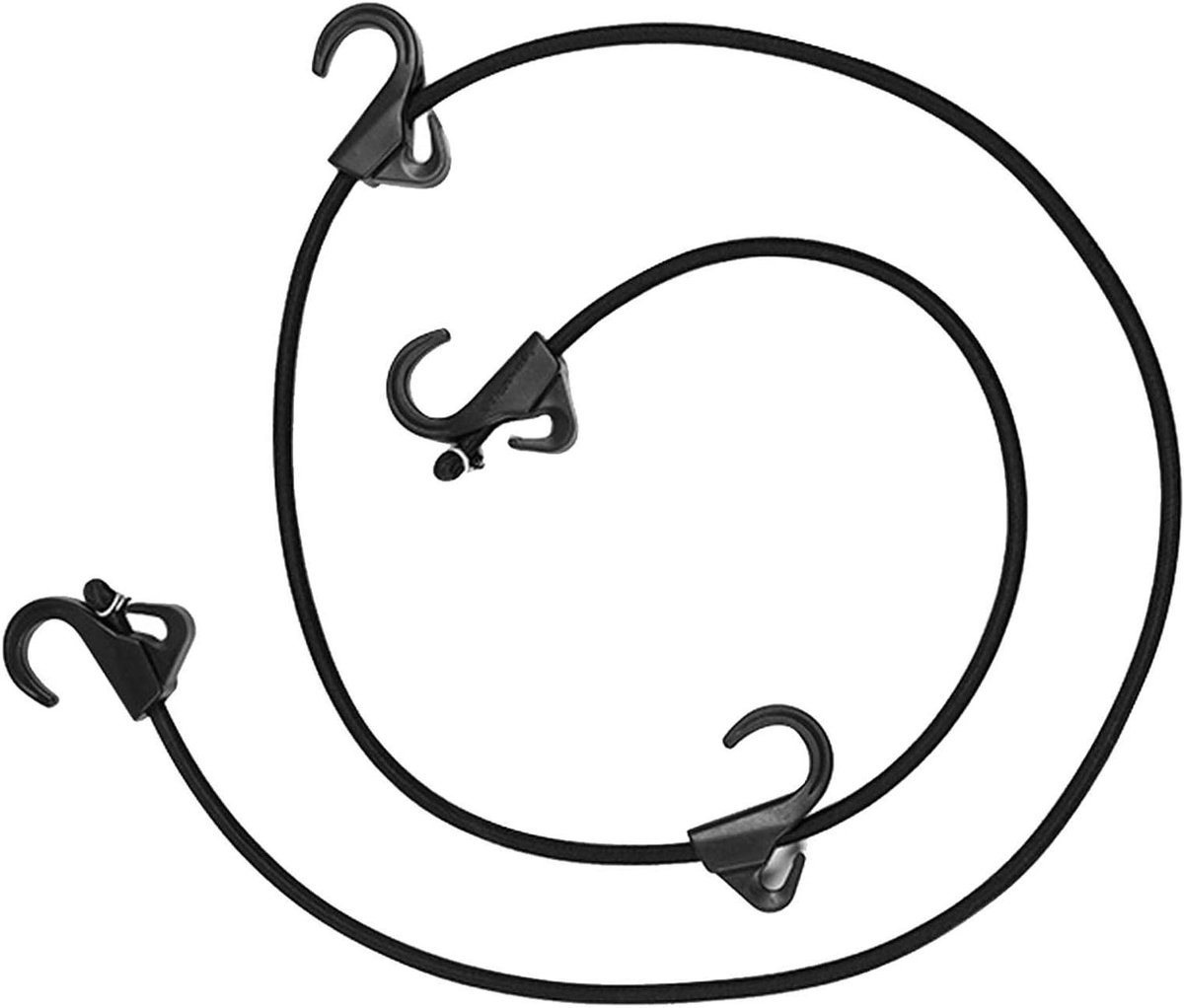 Elastische Koorden met Haken - Spanbanden Bungee - Lading Zekeren - Vier Bevestigingshaken - 1.6 Meter - Zwart