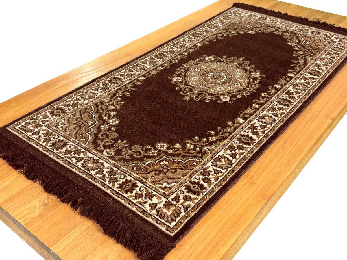 Smyrna Tafelloper Sardis donkerbruin - met medaillon - 70 x 140 cm