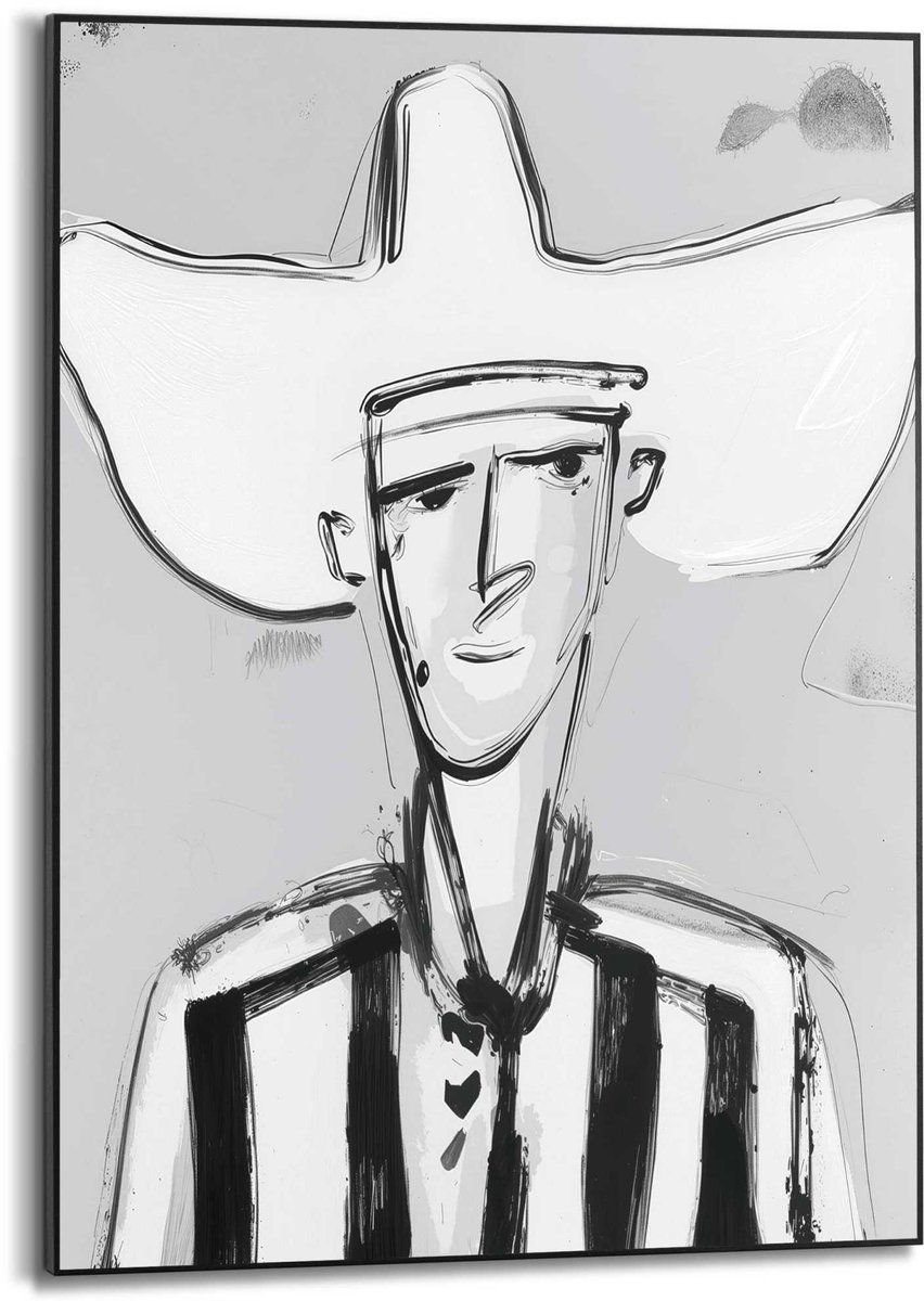 Schilderij Western Man - 70 x 50 - Hout - REINDERS