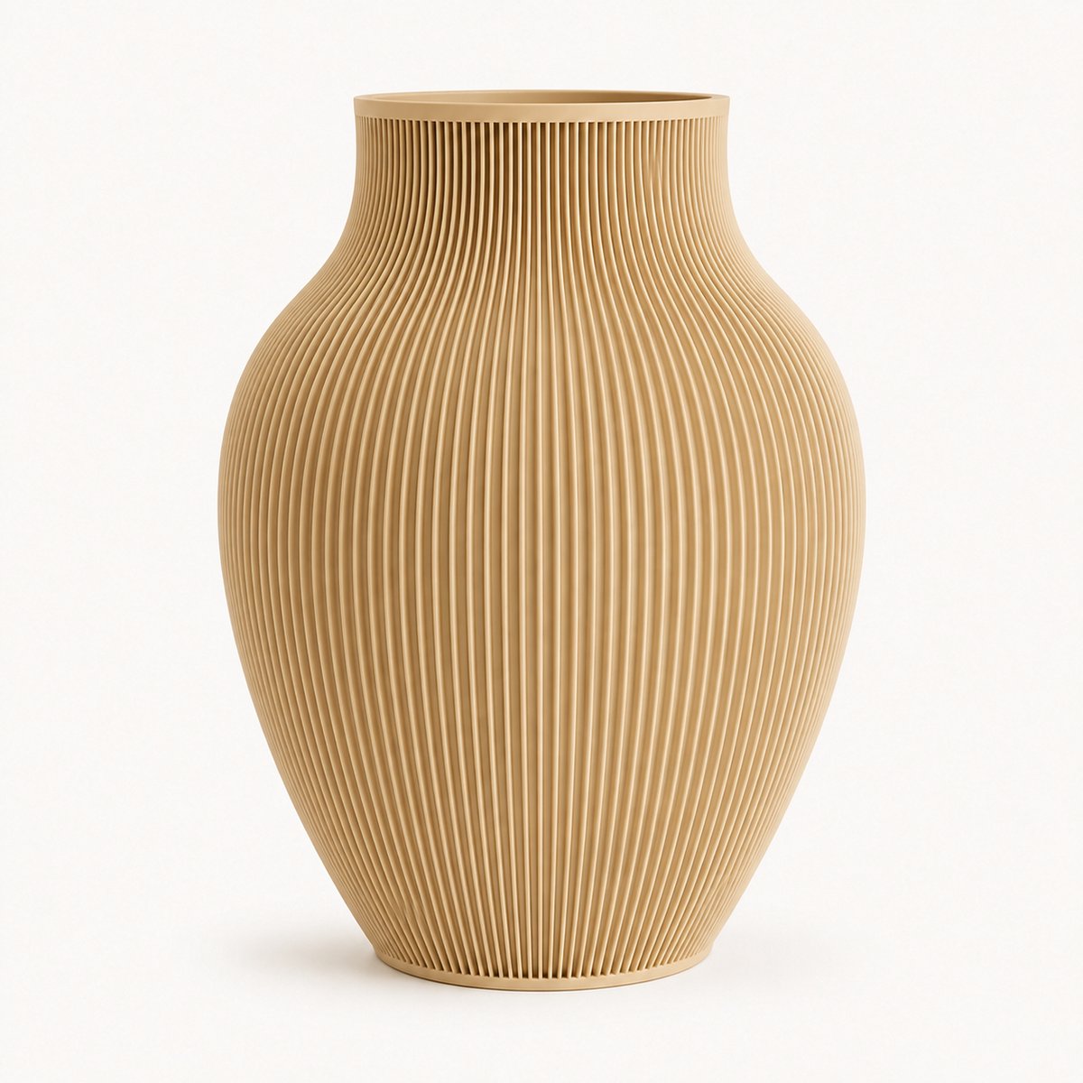 Tayo Japandi Vaas 25 cm Beige – Ribbel Design Bloemenvaas – Waterdicht