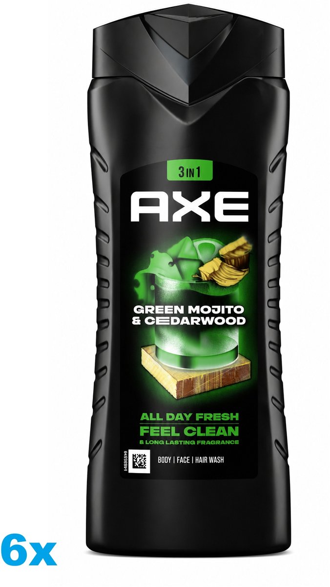6x Axe Shower gel 400ml Wild Mojito & Cedarwood