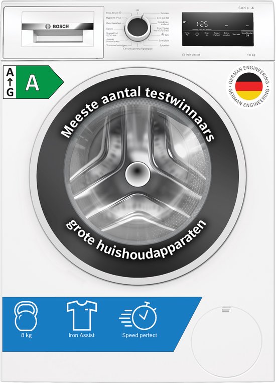 Bosch WAN28270NL - Serie 4 - Wasmachine met stoom - 1400 rpm - Energielabel A - 8 KG - Iron Assist: vermindert kreukels tot 50% - Speedperfect - Stil