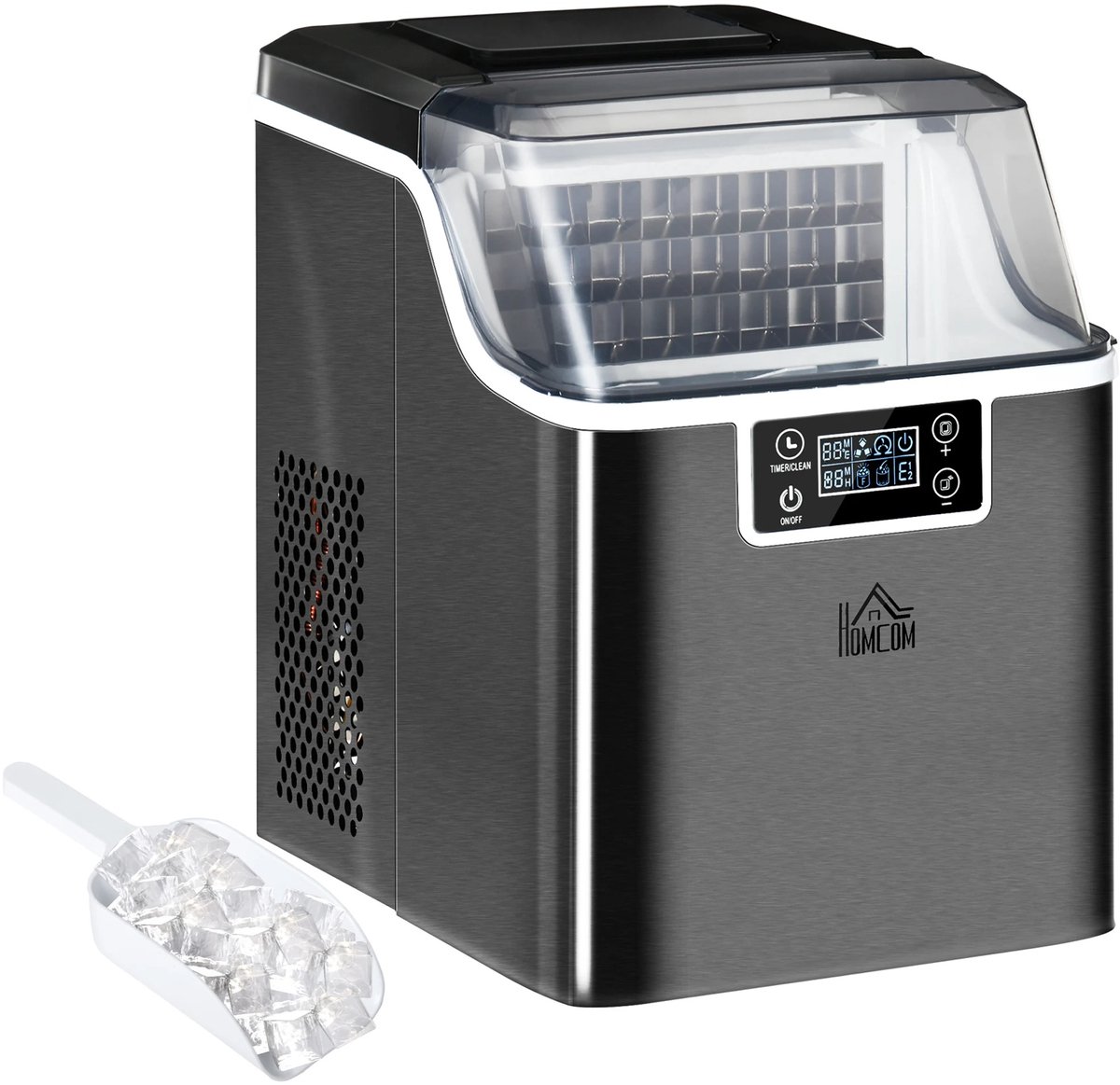 Emvae IJsblokjesmachine - Ijsblokjesmachine met Zelfreiniging - 24 Blokjes in 14-18 Minuten - 20 kg per Dag - Zwart