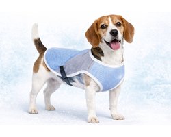 Koeljas hond - cooling vest hond - koelvest hond - L - 40 cm - Frozen Blauw & Grijs - waterabsorberende verkoelende hondenjas voor warme dagen