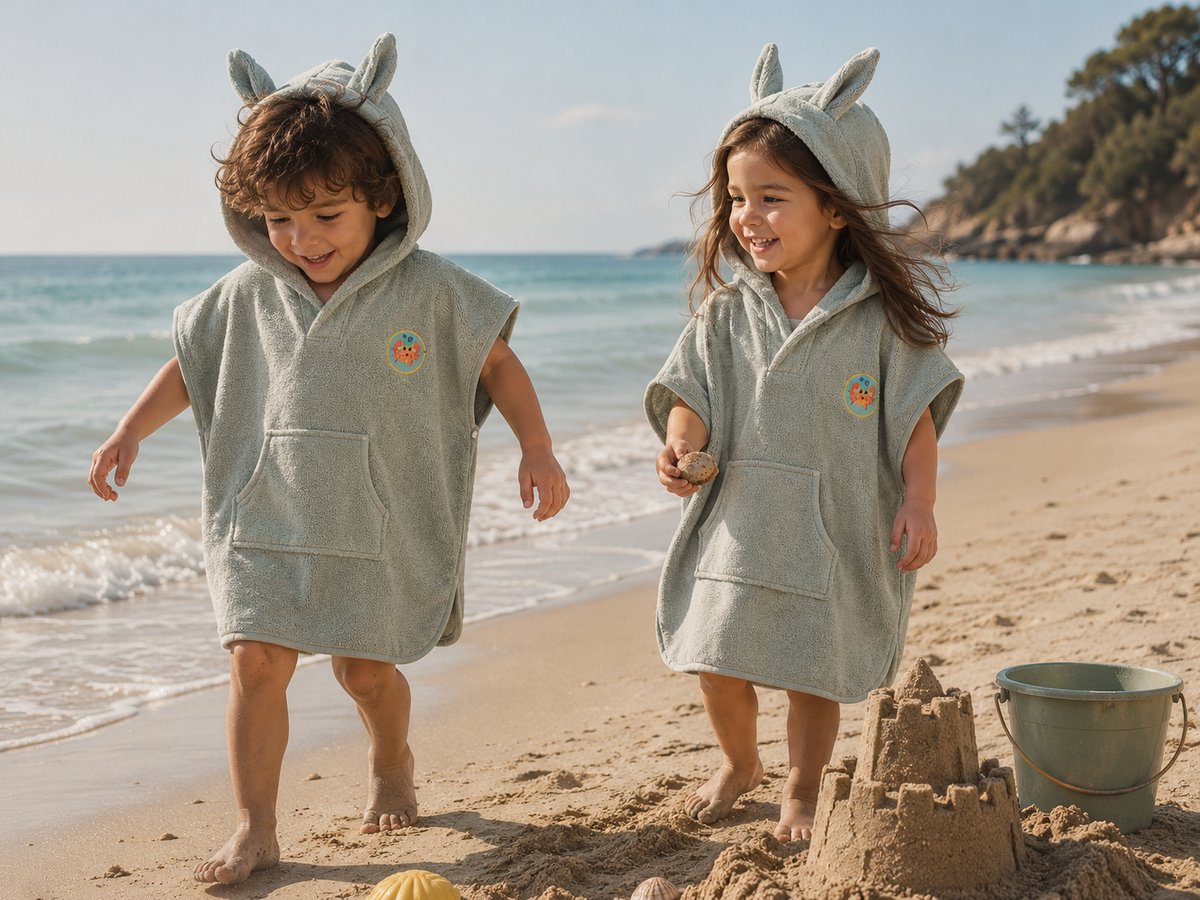 L&G - %100 Katoen Badponcho Kinderen - Surf poncho - Badcape - Strandponcho kind - Badstof Poncho Voor Kinderen - Badponcho Baby - Poncho Handdoek - Badponcho Unisex - 5 tot 8 jaar - 75 cm x 70 cm