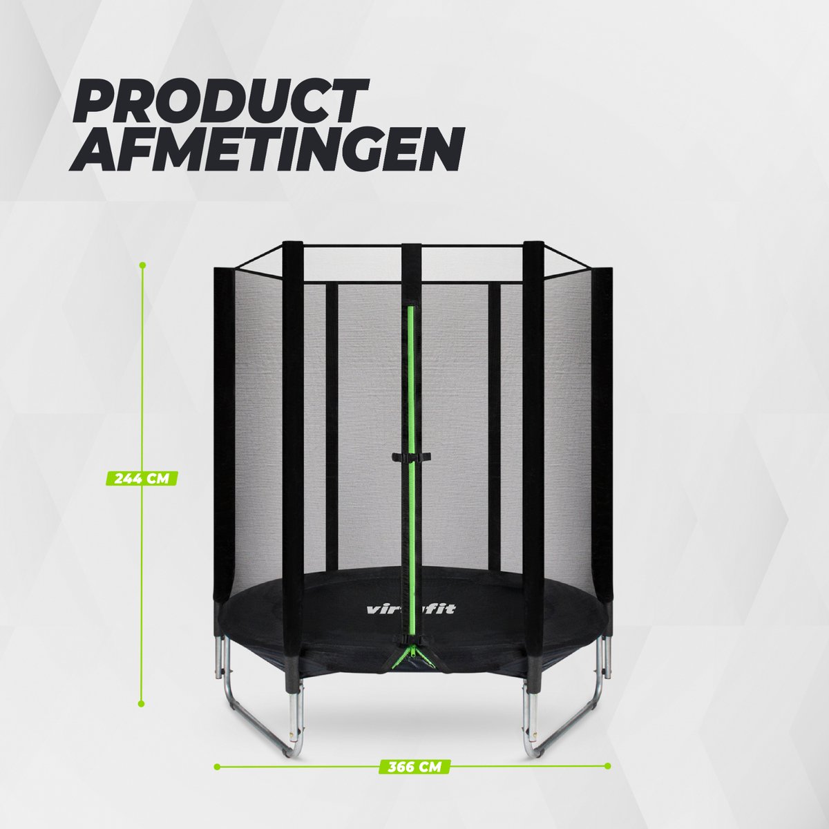 VirtuFit Kinder Trampoline met Veiligheidsnet - 140 cm - UV- en Weerbestendig - Zwart - Compact Ontwerp — afbeelding 9