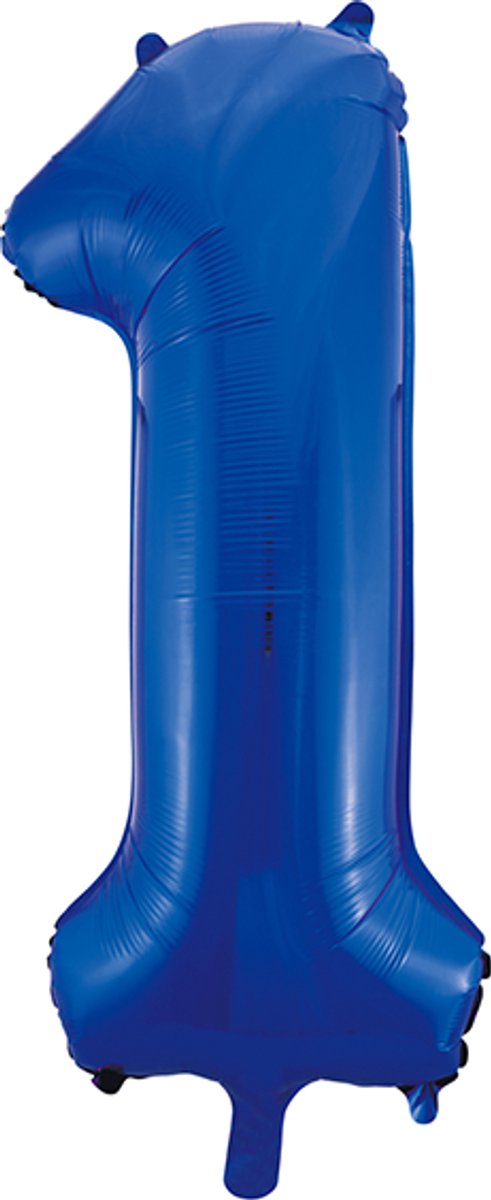 Blauwe XL folieballon - Cijfer 1 - 86 cm - Geschikt voor lucht & helium - Cijferballon