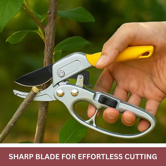 Snoeischaar - Snoeischaar voor bloemen - Snoeischaar voor fruitbomen - Tuinschaar - Blad van SK5-staal - Ergonomische handgreep - Geschikt voor het snoeien van takken in tuinen, fruitbomen en bonsai - Geel — afbeelding 5