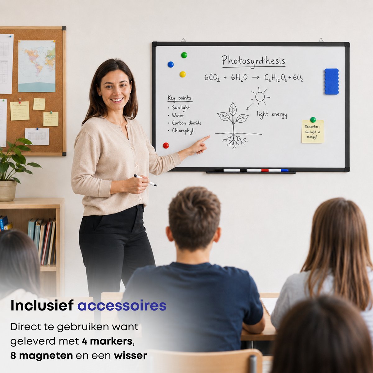 ACAZA Whiteboard - Magnetisch - 70 x 100 cm - Magneetbord - Weekplanner - Inclusief 8 Magneten, 4 Stiften, Wisser en Pennenbakje - Whiteboard Stiften - Weekplanner Whiteboard - Maandplanner - Magneten Whiteboard - Memobord thumbnail 5