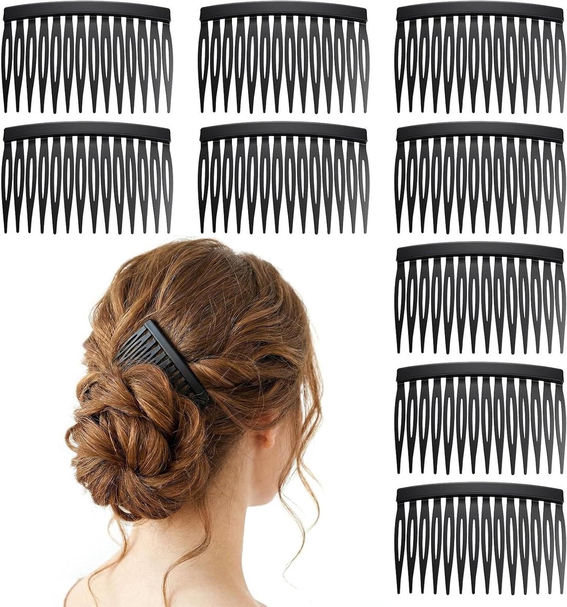 Haarkam set - Steekkammen zijkammen - Haarstyling - 14 tanden ontwerp - 7 x 4.5 cm - Zwart