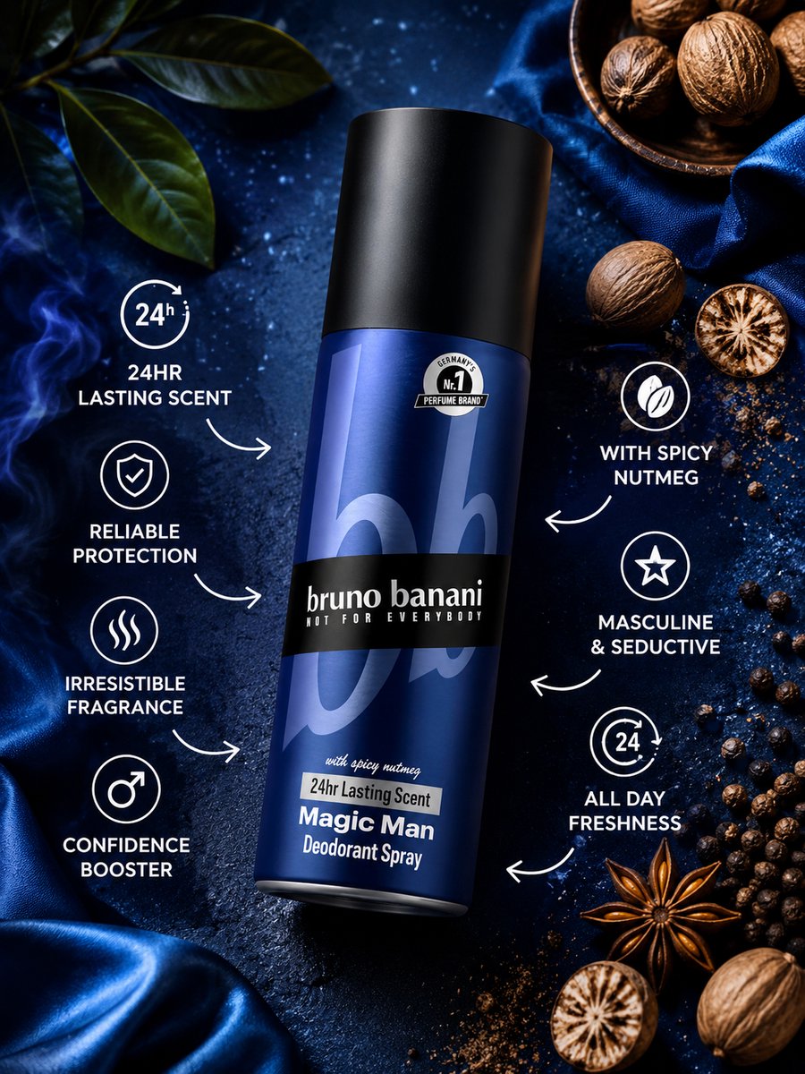 Bruno Banani Magic Man Deodorant Body Spray - Sensuele Orientaalse Herengeur - 24u - 150 ml