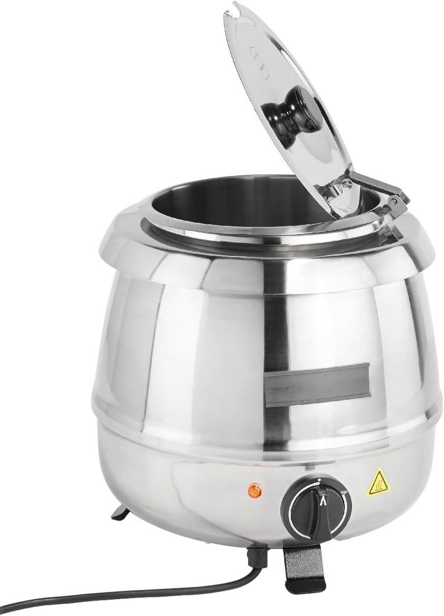 Soepketel - Soeppan Verwarming - Soepen Warm Houden - Verstelbare Thermostaat - 9 liter - Zilver