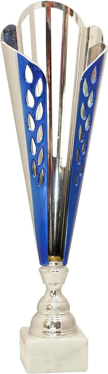 Trofee Beker - Prijs Beker - Awards Ceremonies - Gratis Naamplaat - 34.5 cm Hoog - Zilver Blauw