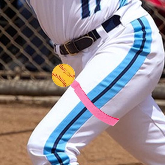 Softball Trainingsbeenband - Pitching Trainer - Verbeter Werpen - Verstelbare Pasvorm - 50 cm - Roze — afbeelding 4