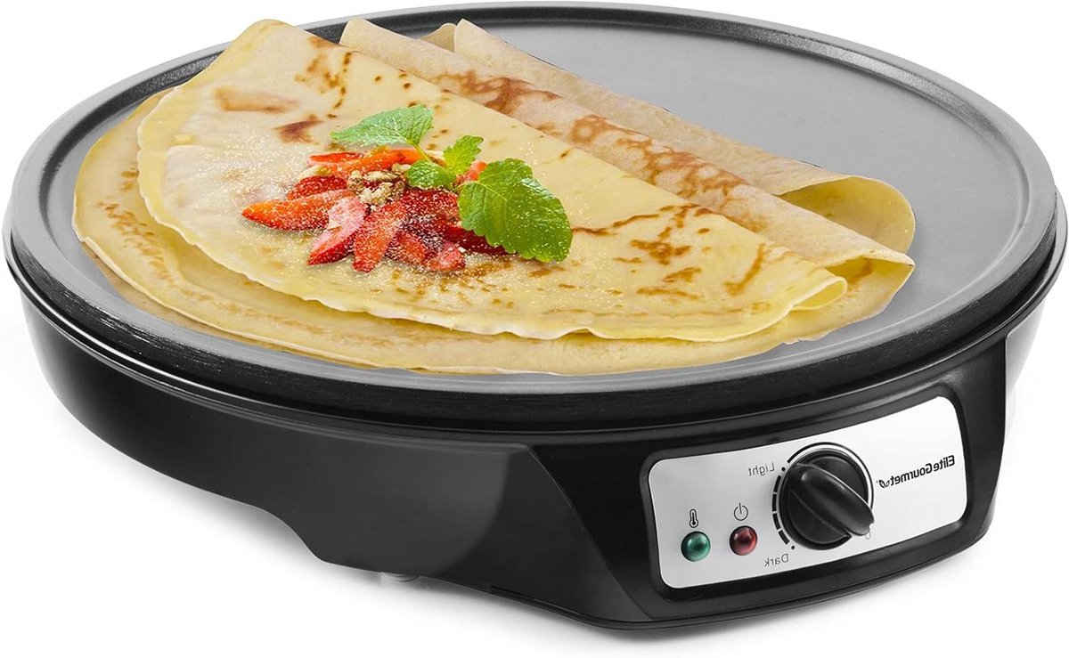 Elektrische Pannenkoekenmaker - Pannenkoekenplaat Bakplaat - Snel Ontbijt Maken - Antiaanbaklaag - 30.5 cm - Zwart