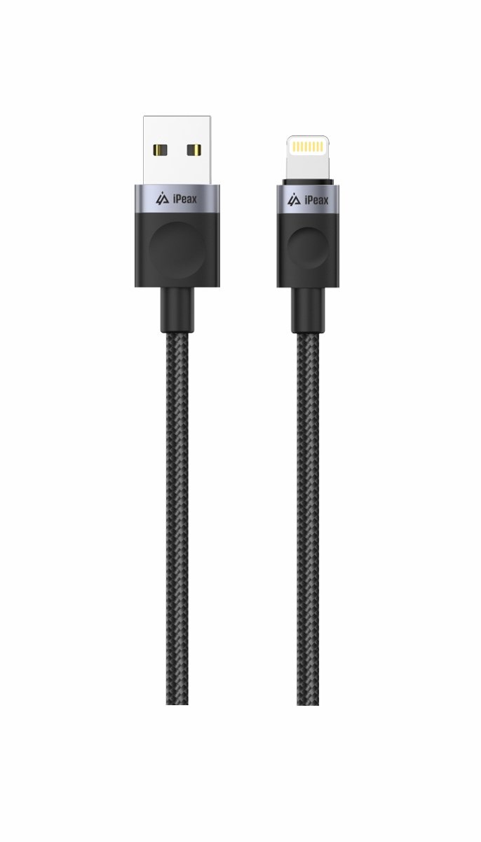 iPeax Gevlochten USB-A naar Lightning Kabel – 1,5 Meter – Zwart