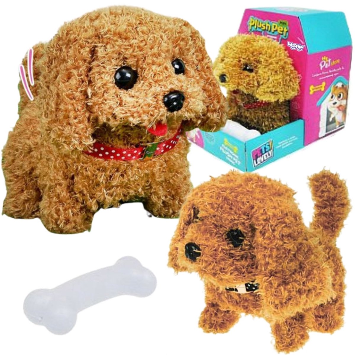 Woopie interactieve pluche hond met botpoedelhusky - UNI