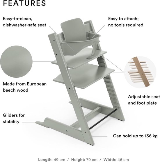 Verstelbare kinderstoel in Glacier Green - Ergonomische stoel voor peuters, kinderen en volwassenen - Comfortabel en klassiek design van Merkloos — afbeelding 2