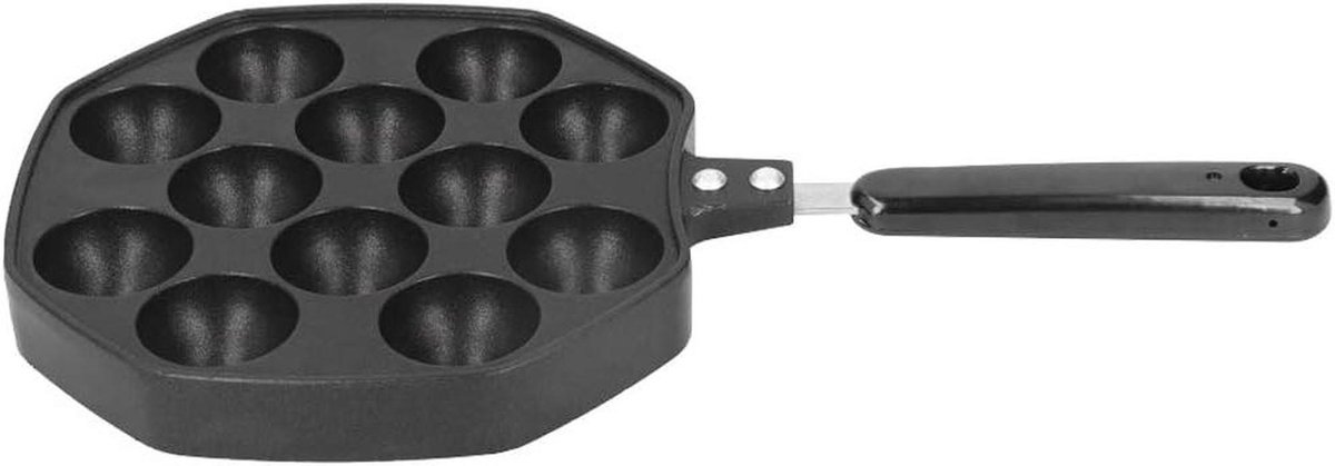 Poffertjes Pan - Mini Pannenkoek Maker - Thuis Bakken - Anti-scald handvat - 12 Holtes - Aluminium