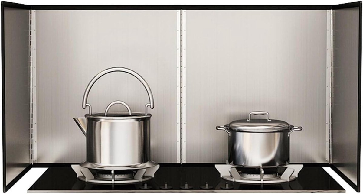 Fornuis Spatscherm Olie Vanger Koken Schoonhouden Opvouwbaar Ontwerp 40x50x90cm Zilver