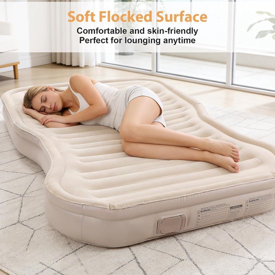 Luchtmatras met pomp - Auto luchtbed - Kamperen en reizen - Zelfopblazend - 22 cm dik - Kaki — afbeelding 3