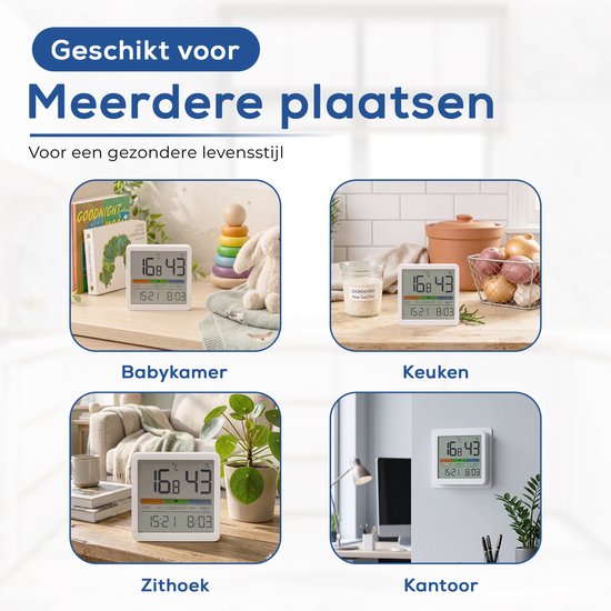 YUCONN Hygrometer - Luchtvochtigheidsmeter - Thermometer Binnen - Digitaal Weerstation - Binnen