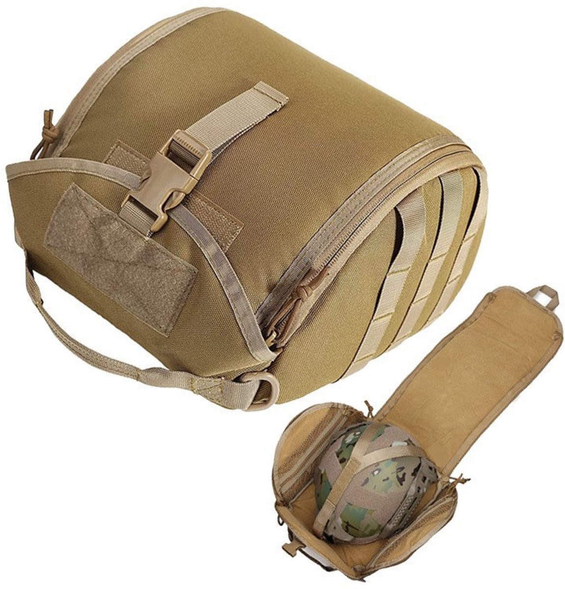VHV - Helmtas - Tactische tas - Helm opbergtas - Gewatteerd - Anti-kras - Grote capaciteit - Voor outdoor - 32*23*15cm - Modderkleur