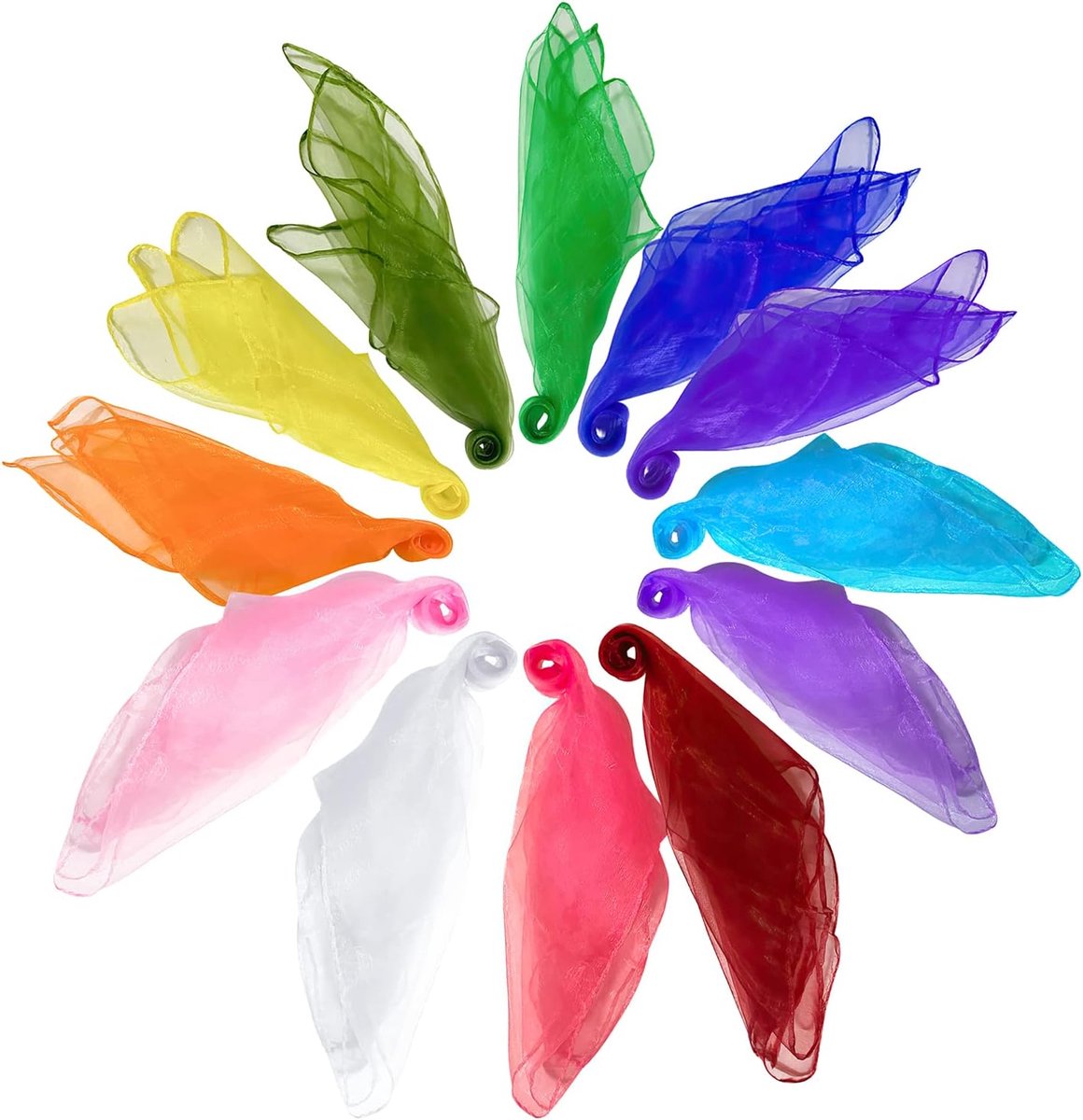 carmdering - Dans Sjaals - Dansdoeken - Performance Sjaals - Zacht Chiffon Materiaal - 60x60cm Formaat - Ademend En Lichtgewicht - Ideaal Voor Creatief Spel - 12 Stuks