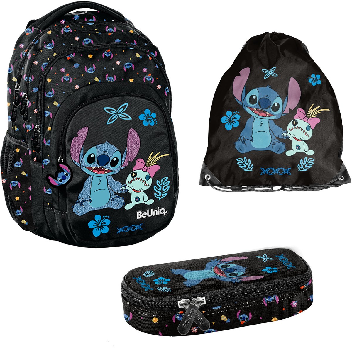 Stitch Paso - Rugzak met Tekenetui en Gymtas - Schoolrugzak - laptopvak - zwart