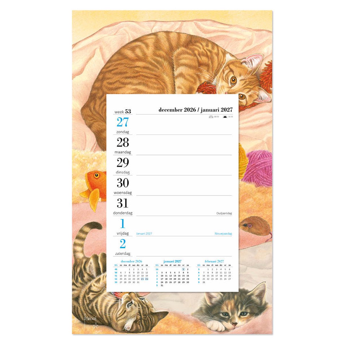 Franciens Katten Weeknotitiekalender op schild 2027 Knusse Katten