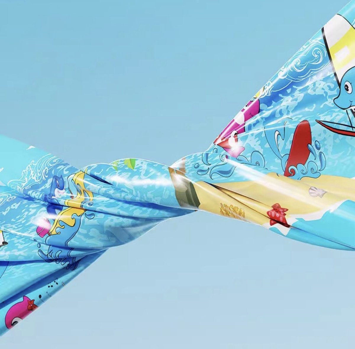 CFY Opblaasbaar Kinderzwembad 120 x 87 x 35 cm – Baby Zwembad / Peuterbad met Oceaanprint – Compact Opzetzwembad Blauw – J4.2 — afbeelding 2