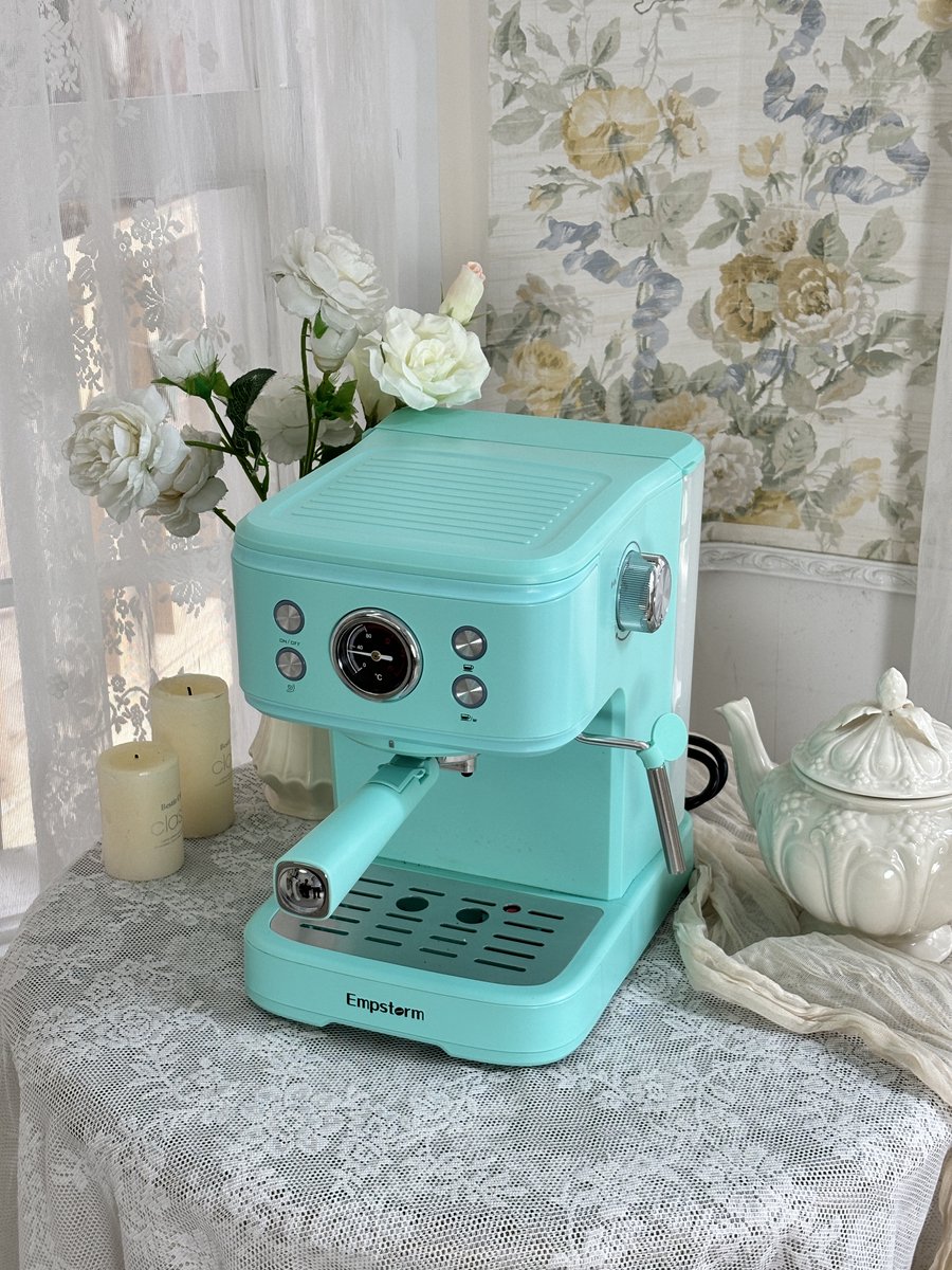 Empstorm Halfautomatische espressomachine - 20 bar hoge druk - ingebouwde melkschuimer - 1,5 liter waterreservoir - 2-in-1 ontwerp - nauwkeurige temperatuurregeling - blauw