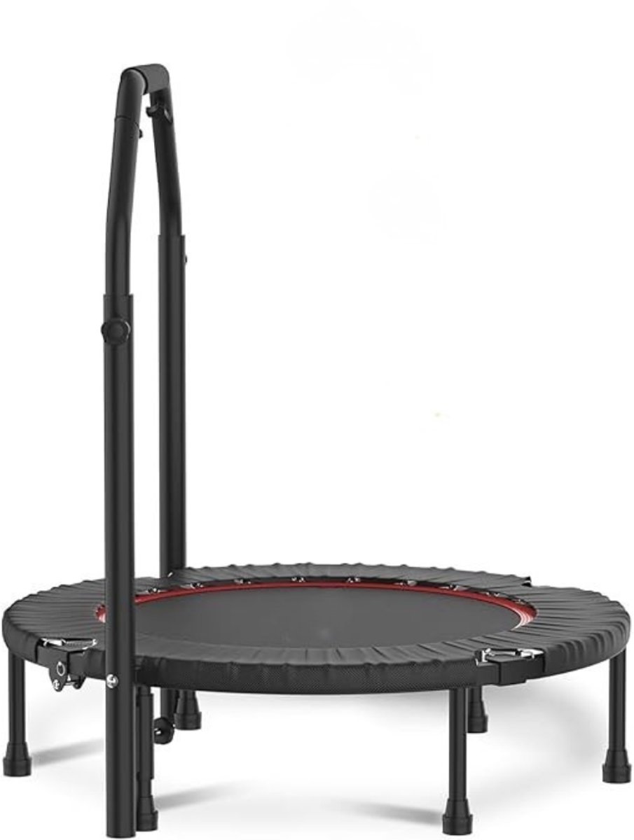Verte Fitness Trampoline - Opvouwbare Fitness-Trampoline voor Binnen - Zonder Montage - 102 CM - Draagvermogen 150 kg - 4 Verstelbare Handgrepen - Stabiel en Stil - Geschikt voor Volwassenen - Zwart