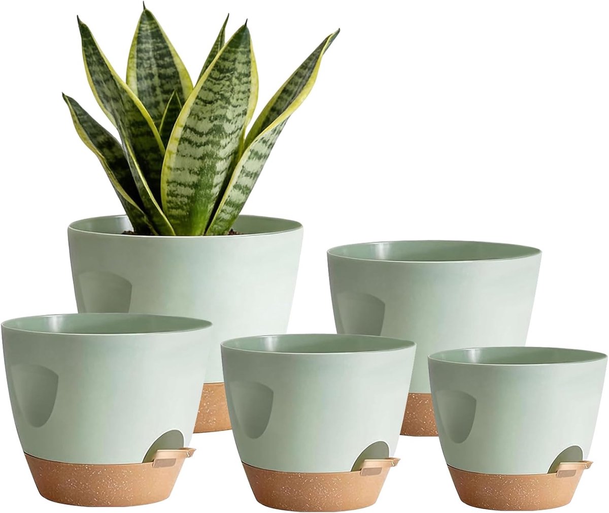 5 bloempotten met automatische irrigatie, 17,8/16,5/15,2/13,