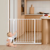 Comomy Baby Veiligheidshekje voor Trappen & Deuren – Hoogte 76cm 75-103 cm, Drukmontage, Wit – Kindveilig voor Baby's en Peuters