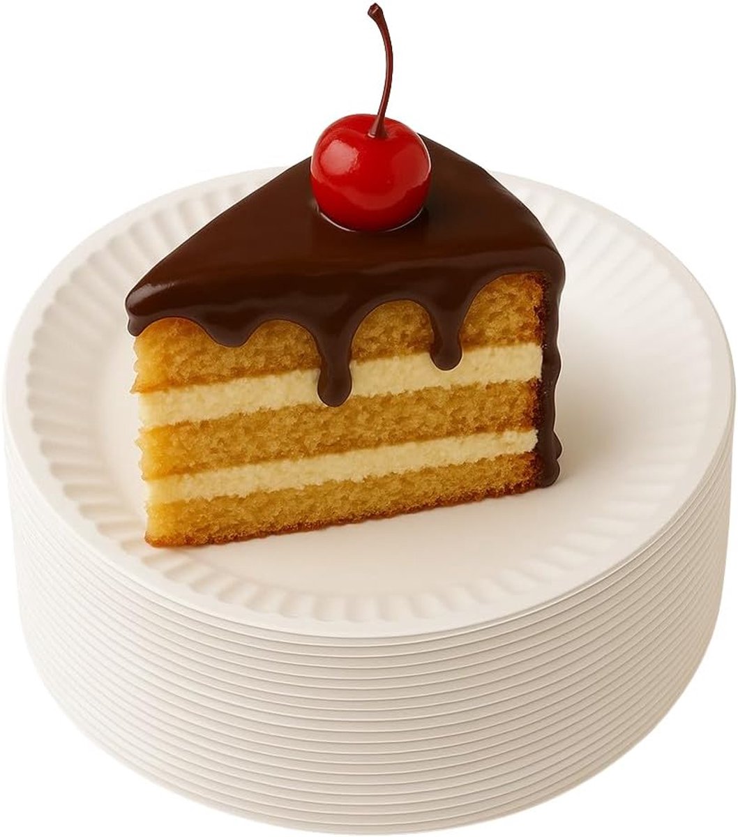 Papieren Borden - Papieren Bord - Gebaksbordjes - Bordjes - Wegwerp borden - Feest/verjaardag/BBQ borden - Dessertbordjes - Papieren Bordjes - Taartborden - Feestborden - Wit - 18 cm - 50 Stuks - van Imperatoris