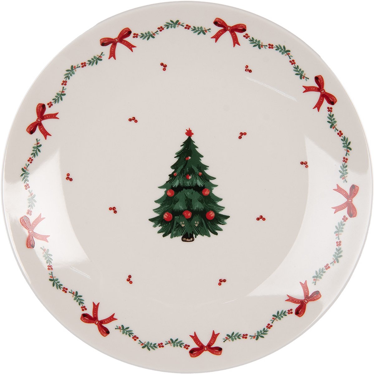 Clayre & Eef Ontbijtbord Ø 20 cm Wit Porselein