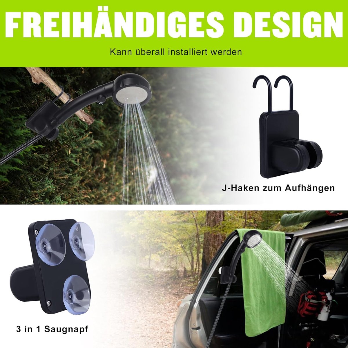 Camping Douche - Buitendouche - Met Temperatuurweergave - Buitendouche Oplaadbaar - Outdoor set - Tuindouche - Draagbare Douche - Mobiele Douche - Voor tuin, autowassen, strand, reizen en huisdieren - Grijs thumbnail 4