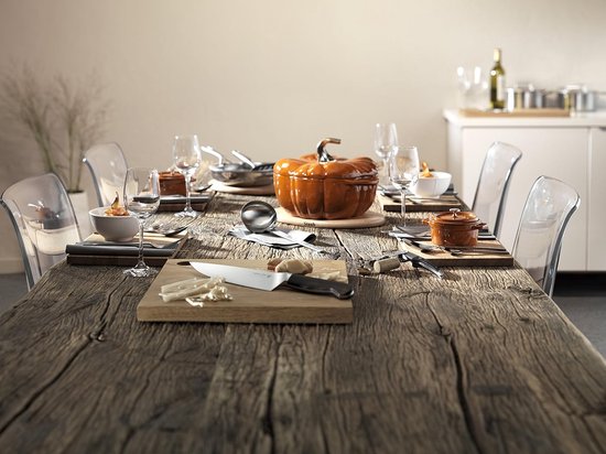 Cocotte Pompoen Braadpan - Gietijzeren Pan - Langzaam Koken - Zwarte Matte Binnen-emailleering - 24 cm - Kaneel — afbeelding 2