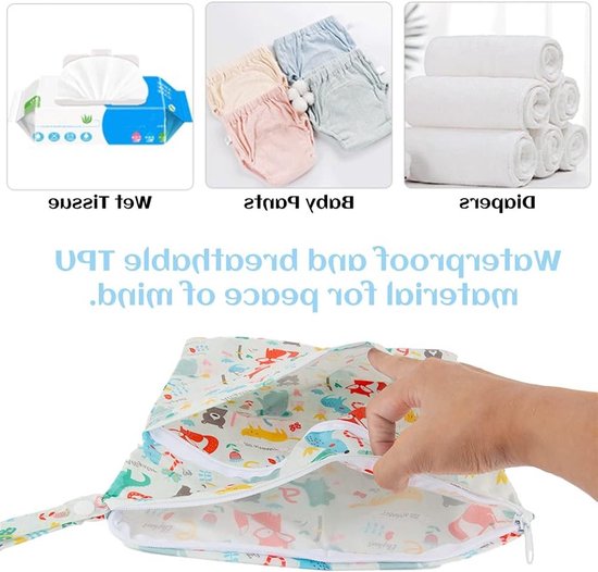 Wet Dry Cloth luiertassen *3, waterdichte natte tas, luiertas, neustassen voor baby's luiers, wasbare reistassen, met ritssluiting/polsband, S/M/L, drie maten, willekeurige kleuren van DALADA — afbeelding 5