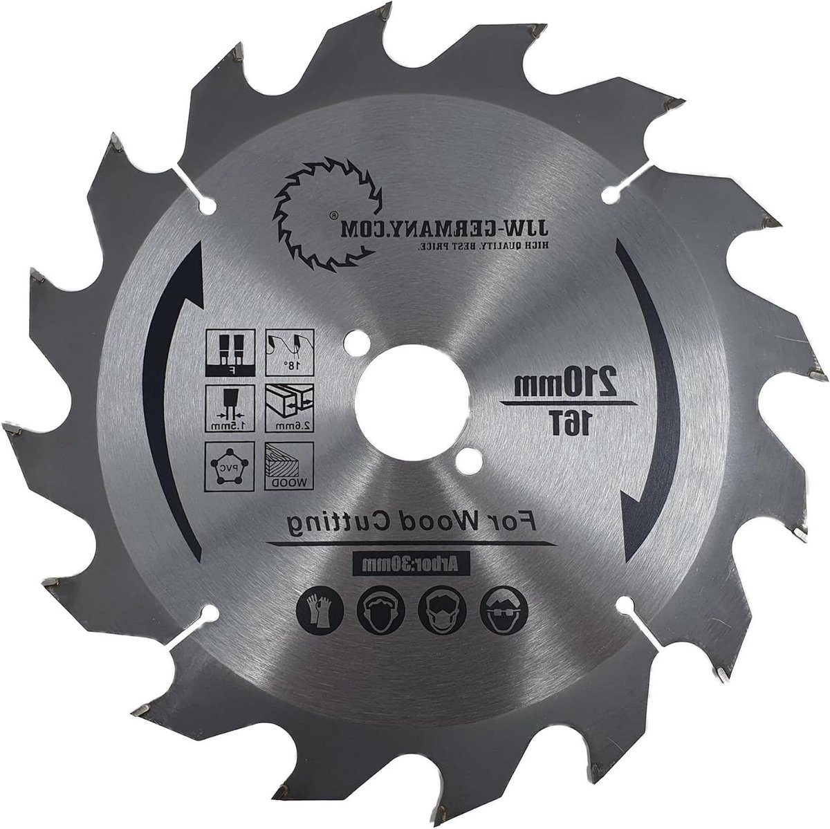 Cirkelzaagblad - Zaagblad HM - Hout Zagen - Industriële Kwaliteit - 210 x 26 x 30 - Zilver
